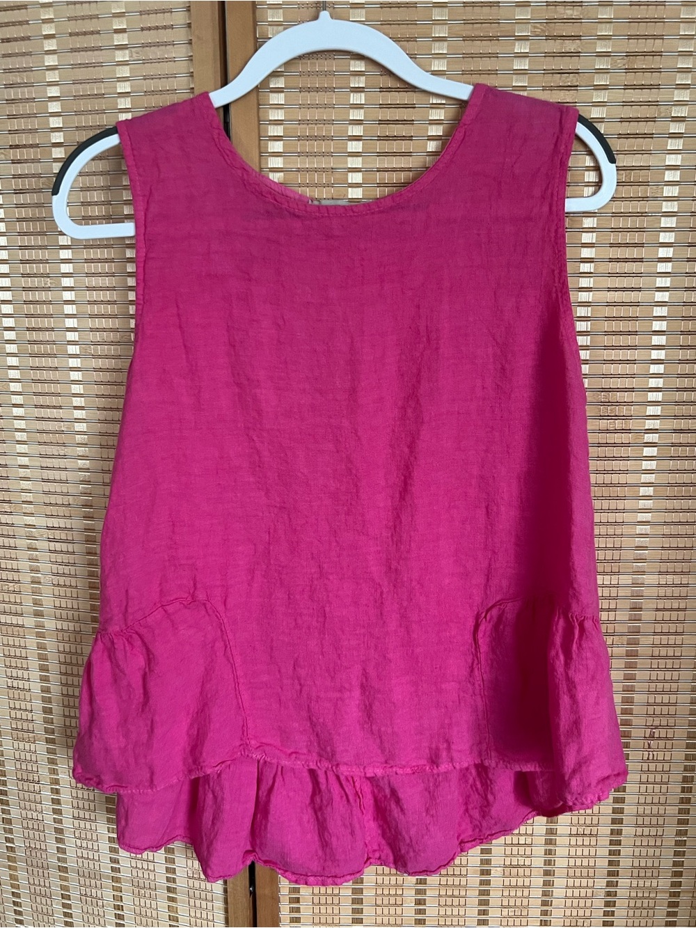 Francesca Bettini Italy Women's Pink Linen Sleeveless Tank Top Lagenlook Small